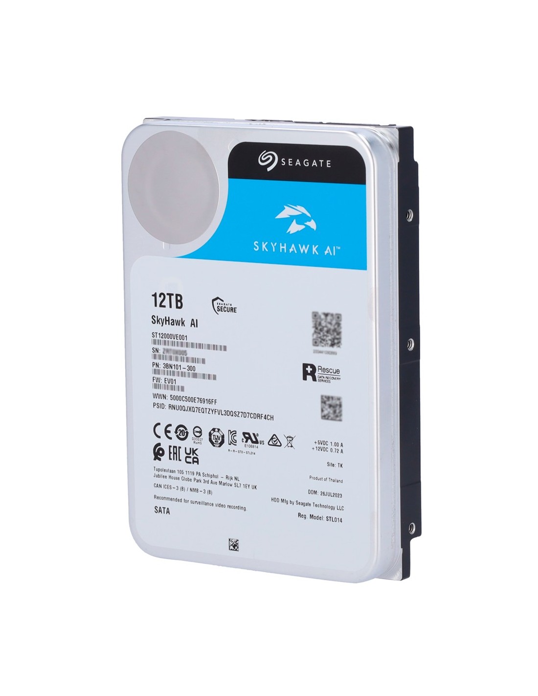 DISCO DURO SEAGATE SKYHAWK AI CAPACIDAD 12 TB INTERFAZ SATA 6 GB S