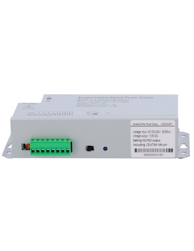 ALIMENTADOR PARA CONTROL DE ACCESO - CONFIGURABLE NO/NC - SALIDA DC 13.5V / 3.5A - SIN CAJA - BATERÍA AUXILIAR DE LITIO 12V / 7A