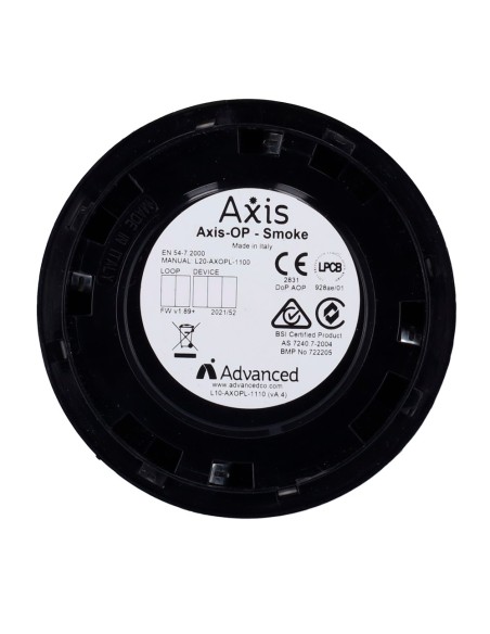 ADVANCED OPTICAL ANALOG DETECTOR - WITHOUT LOOP ISOLATOR - AXIS SERIES - COMPATIBLE WITH ARGUS VEGA PROTOCOL - BASE NOT INCLUDE