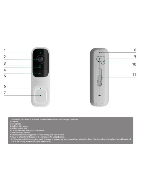 DOORBELL 4 MP CON IA INTEGRADA  - DETECTOR PIR ALCANCE HASTA 4 M - AUDIO BIDIRECCIONAL CON CANCELACIÓN DE RUIDO - VISIÓN NOCTURN