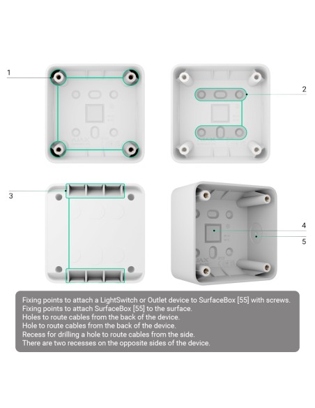 CAJA DE MONTAJE PARA UN DISPOSITIVO - USO INTERIORES - COMPATIBLE CON AJ-SOLOBUTTON O AJ-SOLOCOVER - FACTOR DE FORMA EUROPEO 55