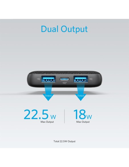 ANKER POWER BANK CON LEDS DE CARGA - CAPACIDAD 10000MAH  - ENTRADAS USB-C - SALIDAS USB-C, 2X USB-A - CARGA 3 DISPOSITIVOS A LA