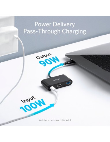 ANKER - USB-C HUB 3 IN 1 - SUPPORTS PD100W CHARGING - DATA TRANSFER FROM 5GBPS - SUPPORTS RESOLUTION 4K@30HZ  - 1XUSB-C,1X USB-
