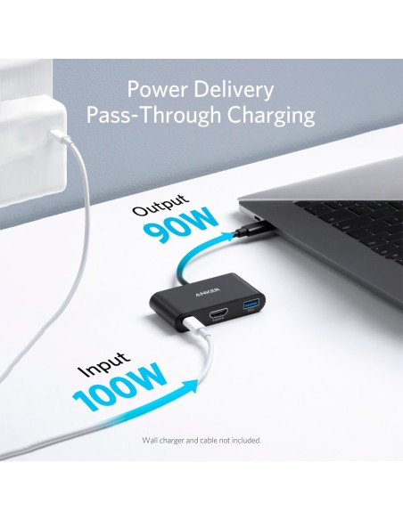 ANKER - USB-C HUB 3 IN 1 - SUPPORTS PD100W CHARGING - DATA TRANSFER FROM 5GBPS - SUPPORTS RESOLUTION 4K@30HZ  - 1XUSB-C,1X USB-