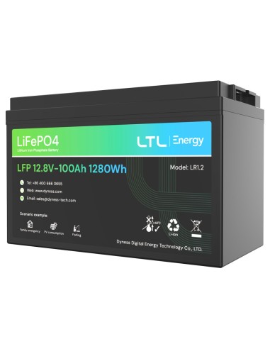 BATERÍA ESTACIONARIA - CAPACIDAD 1280WH - LIFEPO4 12V / 100AH - 3000 CICLOS DE VIDA - HASTA 16 UNIDADES EN PARALELO - IP 65