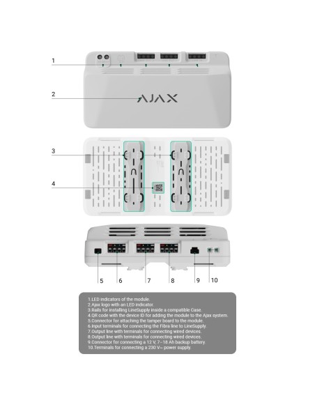 MÓDULO PARA ALIMENTACIÓN ADICIONAL DEL BUS FIBRA - POTENCIA DE SALIDA DE 75 W - CERTIFICADO GRADO 3 - AMPLÍA EL ALCANCE HASTA 2.