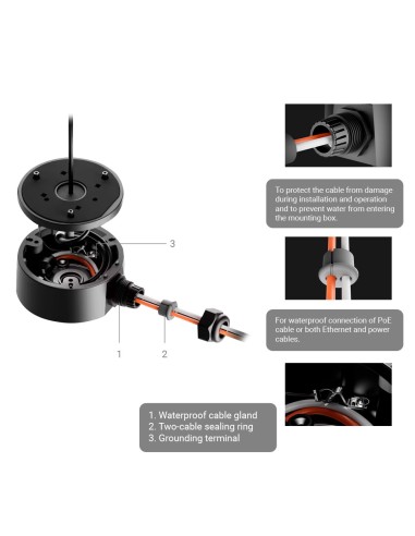 CAJA DE CONEXIONES - PARA CÁMARAS BULLET, DOMO Y TURRET AJAX - APTO PARA USO EXTERIOR - INSTALACIÓN EN TECHO O PARED - INCLUYE P