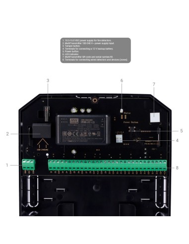 EXPANSOR CABLEADO - CERTIFICADO GRADO 2 - INALÁMBRICO 868 MHZ JEWELLER - HASTA 18 ENTRADAS CABLEADAS DE ALARMA Y TAMPER - ALARMA