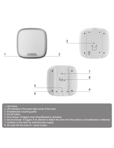 SIRENA EXTERIOR - CERTIFICADO NFA2P Y GRADO 2 - AJAX SUPERIOR - DETECCIÓN Y ALERTA DE INHIBICIÓN - ALIMENTACIÓN 8 PILAS CR123A 3