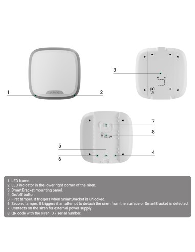 SIRENA EXTERIOR - CERTIFICADO NFA2P Y GRADO 2 - AJAX SUPERIOR - DETECCIÓN Y ALERTA DE INHIBICIÓN - ALIMENTACIÓN 8 PILAS CR123A 3