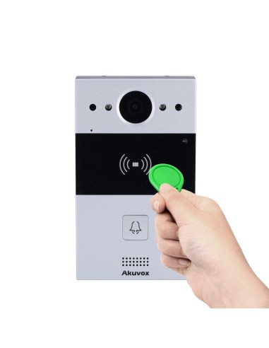 VIDEOPORTERO 2 HILOS EN SUPERFICIE - CÁMARA 2 MPX | AUDIO BIDIRECCIONAL - APERTURA CON TARJETA EM/MF Y NFC | 1 RELÉ - SIP ESTÁND