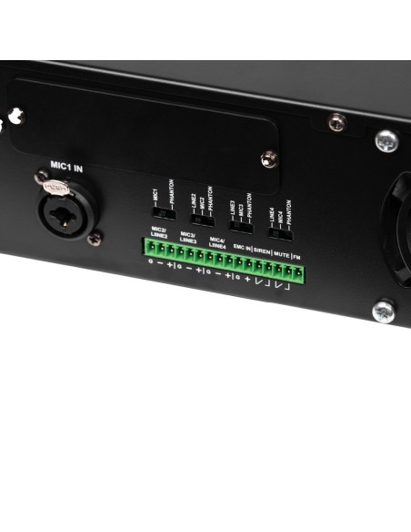 MINI MEZCLADOR DIGITAL - AMPLIFICADOR 100V - REPRODUCTOR USB / RADIO FM / BLUTOOTH - POTENCIA NOMINAL 250W - HASTA 6 ZONAS - SOP