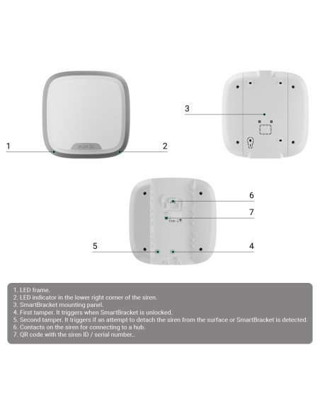 SIRENA EXTERIOR - CERTIFICADO NFA2P Y GRADO 3 - PROTOCOLO FIBRA - AJAX SUPERIOR - TORNILLO DE FIJACIÓN INFERIOR - PRESIÓN SONORA