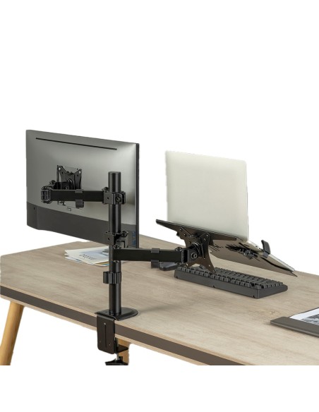 BRAZO PARA MONITOR Y PC - INSTALACIÓN EN MESA - PESO SOPORTADO 9 KG + 4 KG