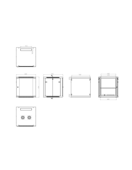 ARMARIO RACK PARA PARED - HASTA 12U RACK DE 19&QUOT;(600*600) - HASTA 60 KG DE CARGA - CON VENTILACIÓN Y PASACABLES - 2 VENTILAD