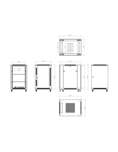ARMARIO RACK PARA SUELO - HASTA 18U RACK DE 19&QUOT;(600*800) - HASTA 800 KG DE CARGA - CON VENTILACIÓN Y PASACABLES - 4 VENTILA