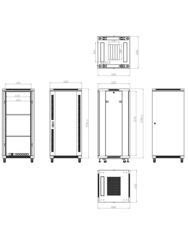 ARMARIO RACK PARA SUELO - HASTA 27U RACK DE 19&QUOT;(600*600) - HASTA 800 KG DE CARGA - CON VENTILACIÓN Y PASACABLES - 2 VENTILA