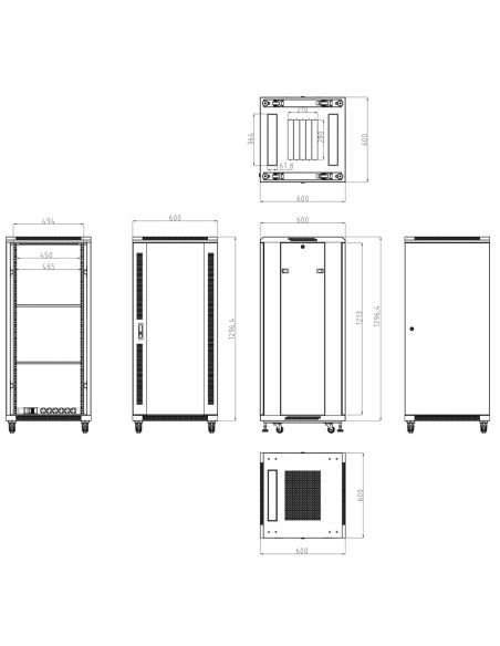 ARMARIO RACK PARA SUELO - HASTA 27U RACK DE 19&QUOT;(600*600) - HASTA 800 KG DE CARGA - CON VENTILACIÓN Y PASACABLES - 2 VENTILA