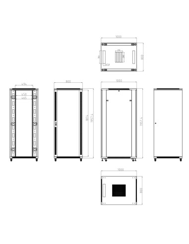 ARMARIO RACK PARA SUELO - HASTA 42U RACK DE 19&QUOT;(800*1000) - HASTA 800 KG DE CARGA - CON VENTILACIÓN Y PASACABLES - 4 VENTIL