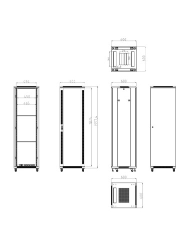 ARMARIO RACK PARA SUELO - HASTA 42U RACK DE 19&QUOT; (600*600) - HASTA 800 KG DE CARGA - CON VENTILACIÓN Y PASACABLES - 2 VENTIL