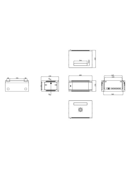 ARMARIO RACK PARA PARED - HASTA 4U RACK DE 19&QUOT; - HASTA 60 KG DE CARGA - CON VENTILACIÓN Y PASACABLES - VENTILADOR INCLUIDO