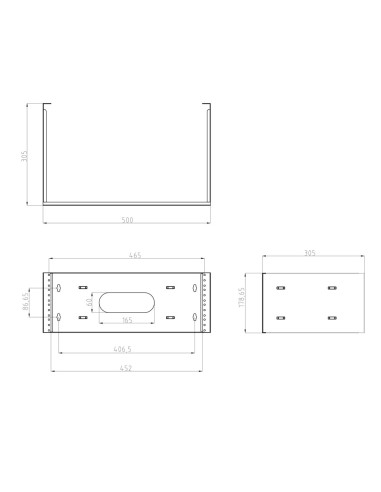 ARMARIO RACK ABIERTO PARA PARED - HASTA 4U RACK DE 19&QUOT; - ESTRUCTURA DE 2 POSTES - GRADO DE PROTECCIÓN IP20 - SE SUMINISTRA