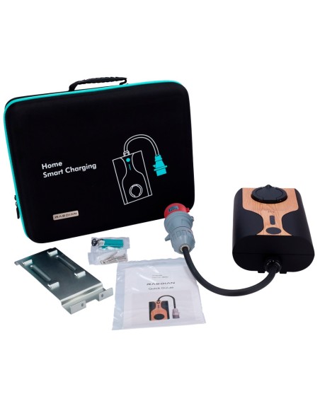 KIT CARGADOR PORTABLE + ADAPTADORES ENCHUFE - POTENCIA 22KW / 32A / TRIFÁSICA - CONECTOR TIPO 2  - ADAPTADORES PARA CABLES - MON