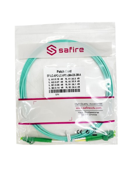 CABLE DE CONEXIÓN DE FIBRA ÓPTICA - FIBRA MULTIMODO OM4 - CONECTOR LC APC DÚPLEX - LONGITUD 3M - CUBIERTA LSZH - COMPATIBILIDAD
