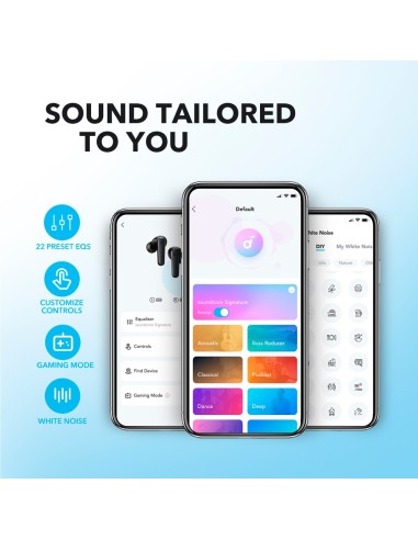 AURICULARES INALÁMBRICOS SOUNDCORE BY ANKER - 10 HORAS DE REPRODUCCIÓN - 2 MICRÓFONOS - PERSONALIZACIÓN VIA LA APP SOUNDCORE - R