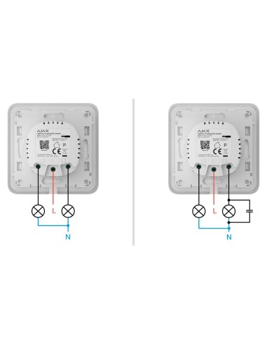RELÉ PARA INTERRUPTOR DE LUZ INTELIGENTE DOBLE  - INALÁMBRICO 868 MHZ JEWELLER - ALCANCE DE COMUNICACIÓN HASTA 1100 M - ALIMENTA