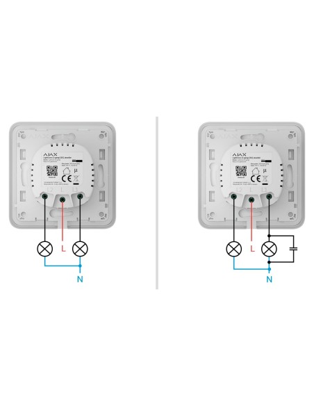 RELÉ PARA INTERRUPTOR DE LUZ INTELIGENTE DOBLE  - INALÁMBRICO 868 MHZ JEWELLER - ALCANCE DE COMUNICACIÓN HASTA 1100 M - ALIMENTA