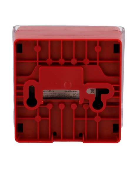 PULSADOR ANALÓGICO JADE BIRD - REARMABLE, TAPA DE PROTECCIÓN INCLUÍDA - INDICADOR LUMINOSO Y VISUAL DE ACTIVACIÓN - CONTACTO SEC