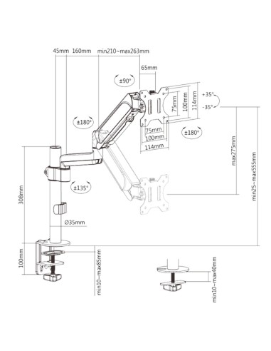 BRAZO PARA MONITOR - INSTALACIÓN EN MESA - PESO SOPORTADO 9 KG