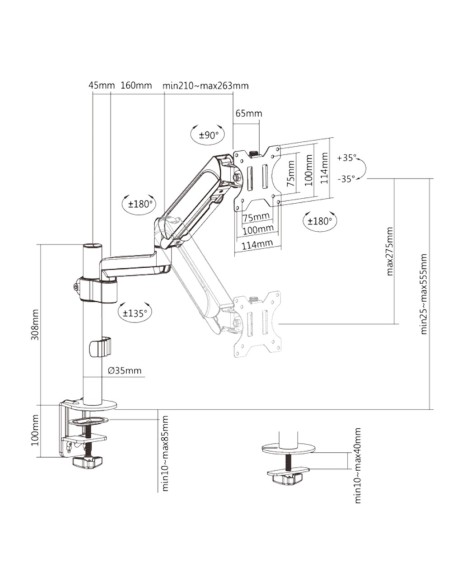 BRAZO PARA MONITOR - INSTALACIÓN EN MESA - PESO SOPORTADO 9 KG
