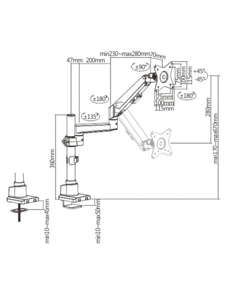 BRAZO PARA MONITOR - INSTALACIÓN EN MESA - PESO SOPORTADO 9 KG