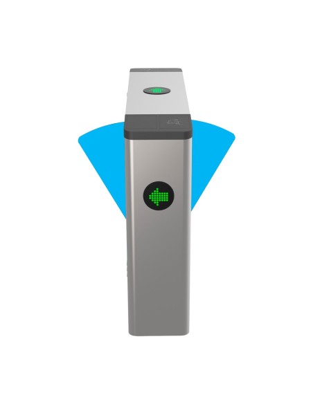 TORNO DE ACCESO BIDIRECCIONAL DOBLE - PASILLO CON BARRERA ACRÍLICA RETRÁCTIL - TIEMPOS, ALARMAS Y MODOS DE APERTURA - ANCHO DE P