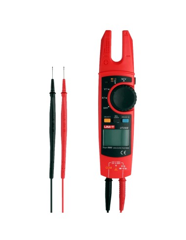 PINZA AMPERIMÉTRICA TIPO TENEDOR - PANTALLA LCD DE HASTA 6000 CUENTAS - MEDICIÓN DE INTENSIDAD EN AC HASTA 200A - MEDICIÓN DE VO