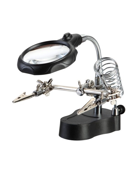 SOPORTE DE SOLDADOR,LUPA CON LED Y PINZAS DE COCODRILO HRV7572