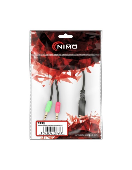 ADAP. JACK 3,5MM 4PIN H (ESTE.+MICRO) A 2XJACK M ESTE. 0.2M WIR989