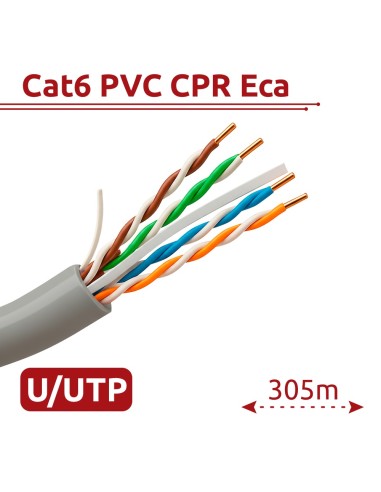 HIKVISION CABLE UTP CATEGORÍA 6 - CONDUCTOR OFC, 99,5% COBRE - DIÁMETRO 24 AWG-0,53MM - CERTIFICADO ECA/UL CM - SE SUMINISTRA EN