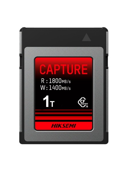 TARJETA CFEXPRESS B HIKVISION - CAPACIDAD 1 TB - VELOCIDAD R/W: 1800/1400 MB/S - CICLOS E/P: HASTA 3.000 - CONECTOR PCIE GEN 3 X