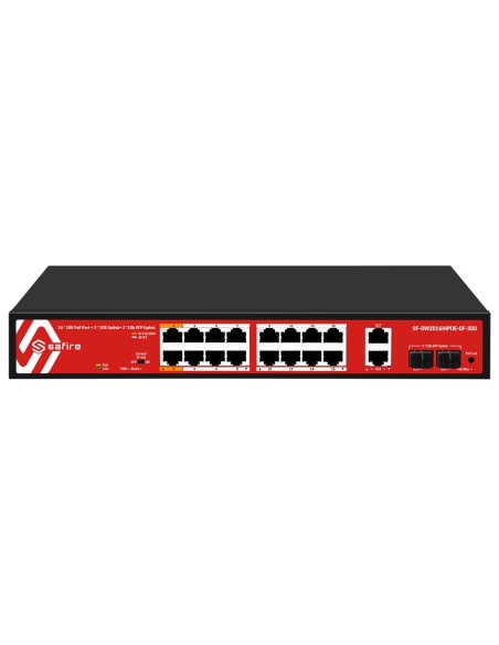 SAFIRE SWITCH HI-POE - 16 PUERTOS POE + 2 SFP + 2 RJ45 - VELOCIDAD DE PUERTOS GIGABIT 10/100/1000MBPS - 14 PUERTOS POE+ 30W + 2