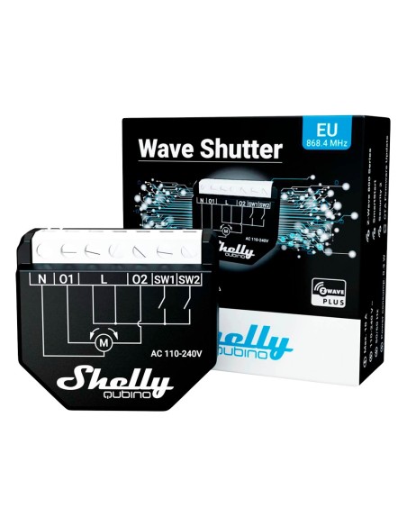 RELÉ SHELLY WAVE SHUTTER - Z-WAVE / REQUIERE HUB Z-WAVE - QUBINO -  INTERRUPTOR INTELIGENTE PARA PERSIANAS - SOPORTA 110-240 V -