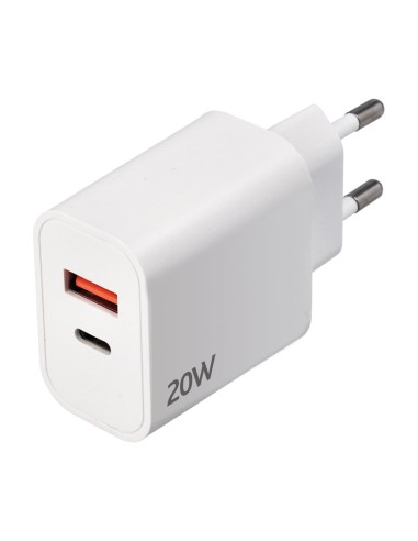 CARGADOR RAPIDO USB TIPO-C + USB-A 20W CAR432