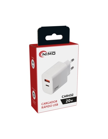 CARGADOR RAPIDO USB TIPO-C + USB-A 20W CAR432