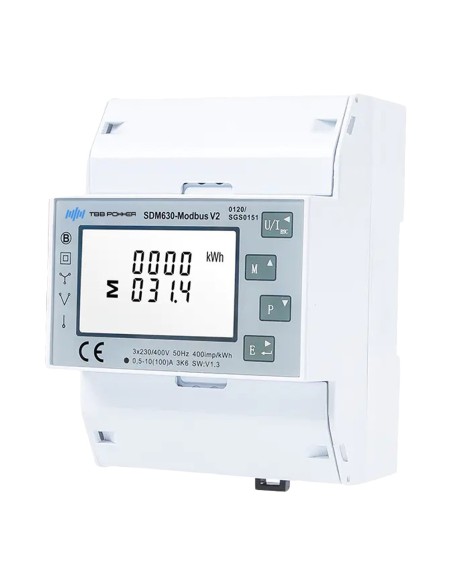 SMART METER TBB - TRIFÁSICO | BIDIRECCIONAL - COMPATIBLE CON INVERSOR RIIO SUN II - MONTAJE EN CARRIL DIN - PARA SISTEMAS TRIFÁS