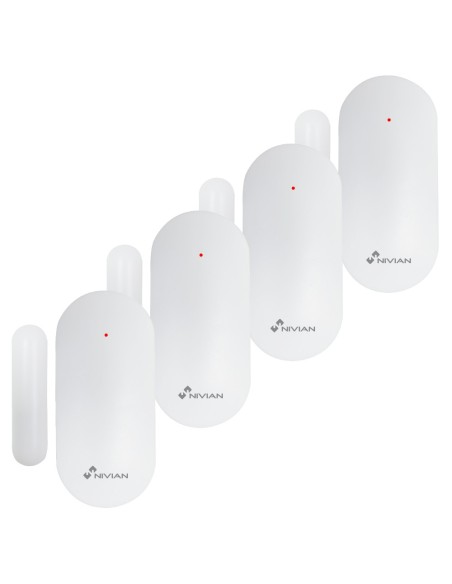 NIVIAN SMART - CONTACTO MAGNÉTICO PARA PUERTAS Y VENTANAS - INSTALACIÓN CON ADHESIVO DE DOBLE CARA - INDICADOR LED - INALÁMBRICO