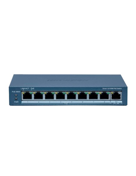 HIKVISION SWITCH POE GESTIONABLE - 8 PUERTOS POE 802.3AF/AT + 1 UPLINK RJ45 - 8 RJ45 10/100 MBPS + 1 RJ45 10/100/1000 MBPS - 30W