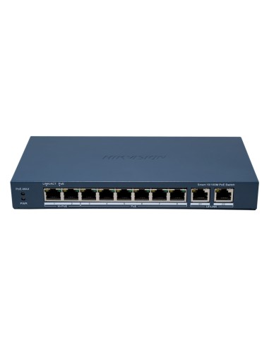 HIKVISION HIPOE SWITCH GESTIONABLE - 8 PUERTOS POE 802.3AF/AT + 2 UPLINK RJ45 - 8 RJ45 10/100 MBPS + 2 RJ45 10/100/1000 MBPS -