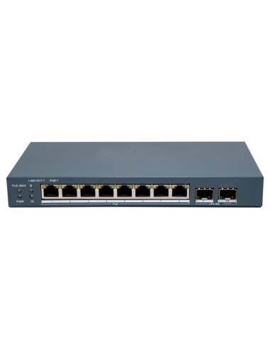 HIKVISION POE SWITCH GESTIONABLE - 8 PUERTOS POE 802.3AF/AT + 2 SFP - 8 RJ45 10/100/1000 MBPS + 2 SFP -  802.3AF/AT / MÁXIMO 80W